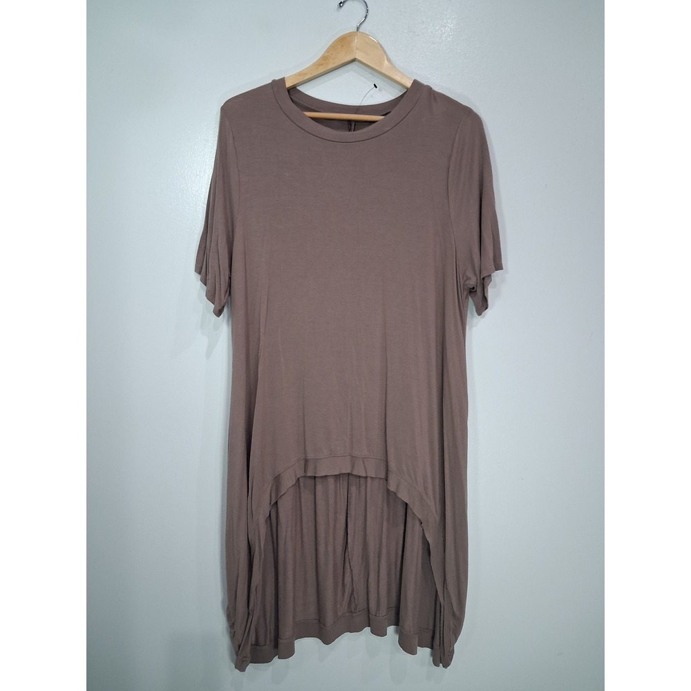 Annabelle‎ Womens 2XL Mauve Brown High Low Tunic Short Sleeve Top T1178PK